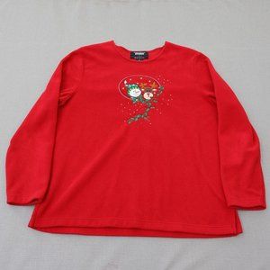 90s Ugly Christmas Sweater Size XL Studio Joy Snowman Red 100% Polyester Soft